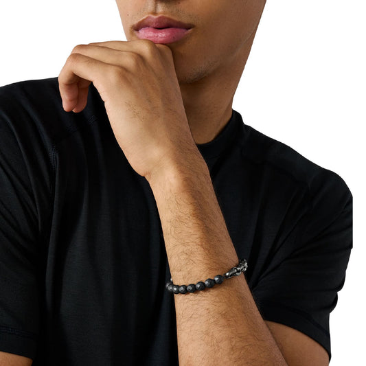 Bracciale Armani Exchange a catena in acciaio nero ed ematite Regolabile 20-22 cm