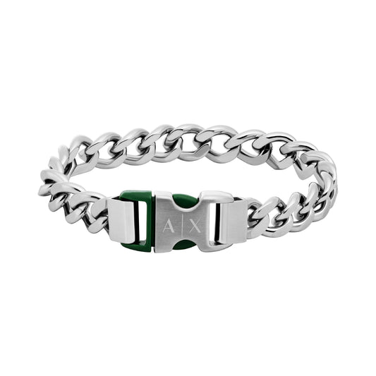 Bracciale Armani Exchange a catena in acciaio con dettagli neri 20 cm