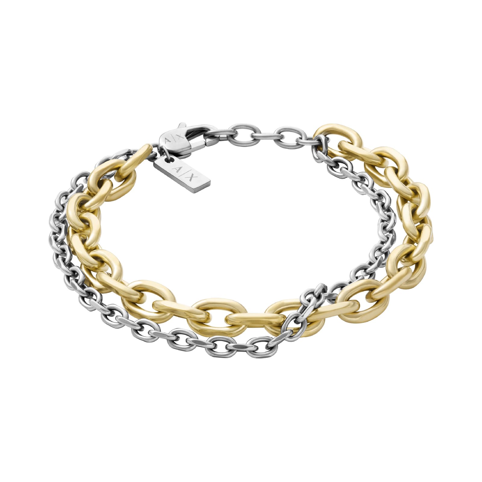 Bracciale multifilo Armani Exchange in acciaio bicolor dorato Regolabile 20-22 cm