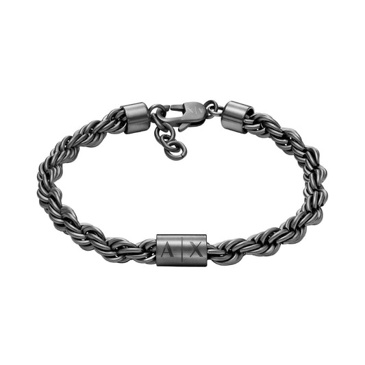 Bracciale catena da uomo Armani Exchange in acciaio nero Regolabile 20-22 cm