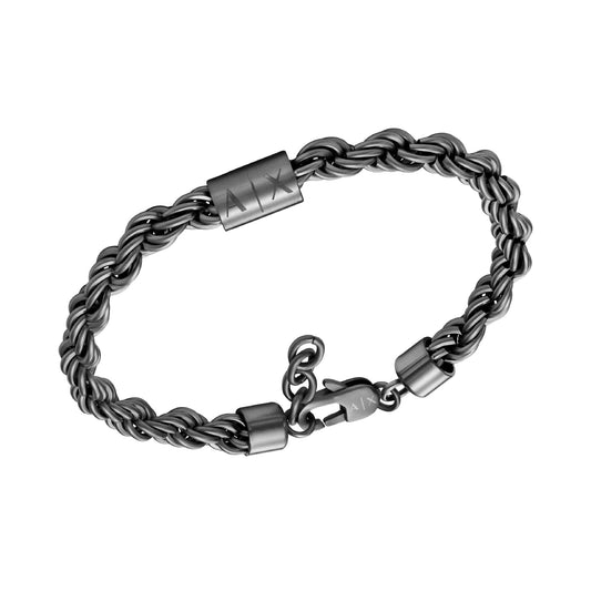 Bracciale catena da uomo Armani Exchange in acciaio nero Regolabile 20-22 cm