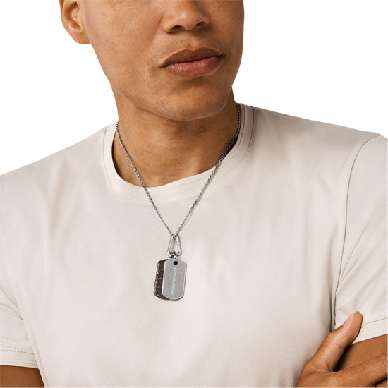 Collana da uomo Armani in acciaio con piastrina pendente MISURA UNICA