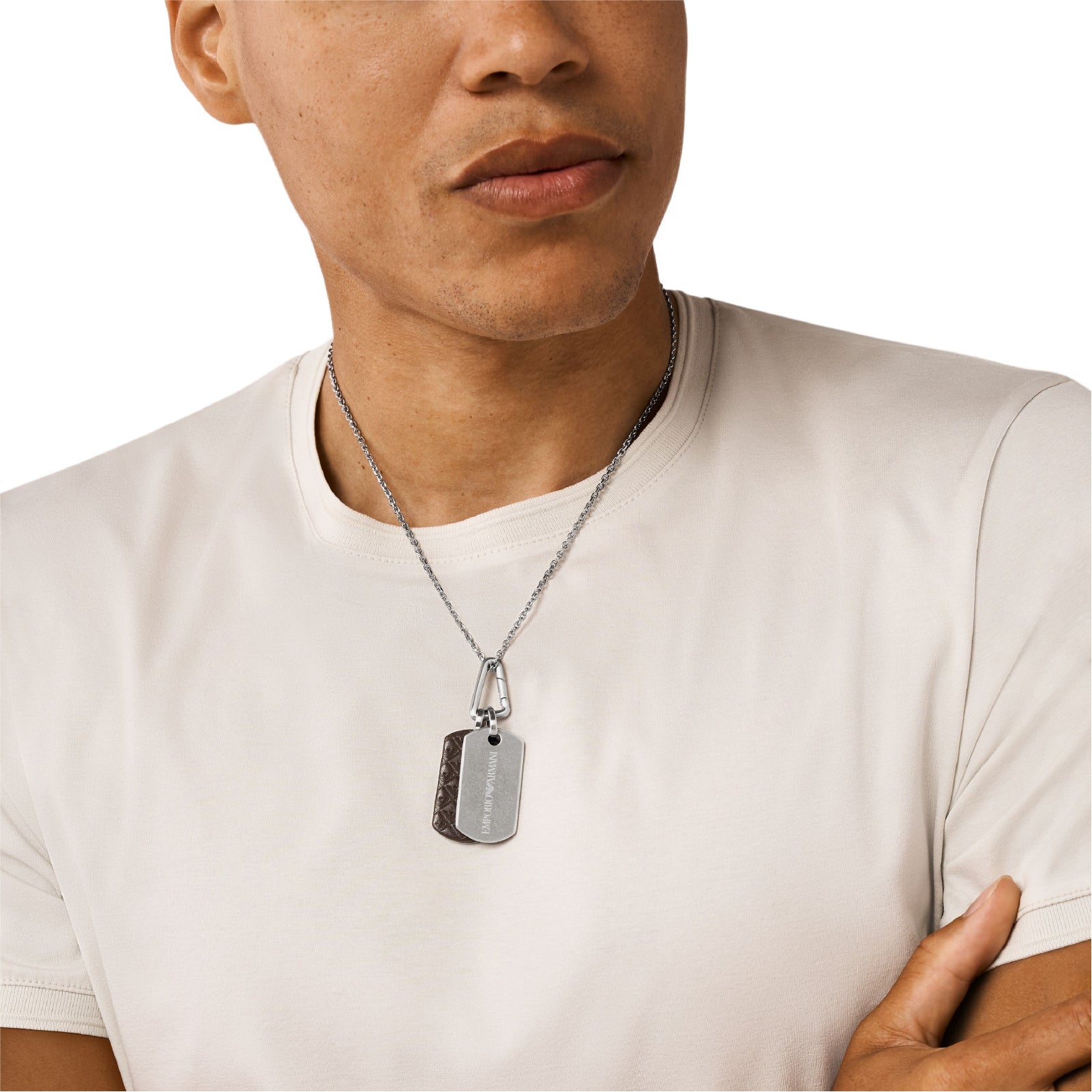 Collana da uomo Armani in acciaio con piastrina pendente MISURA UNICA