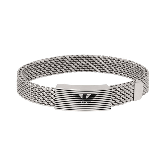 Bracciale Armani in acciaio con piastra e logo 22,5 cm