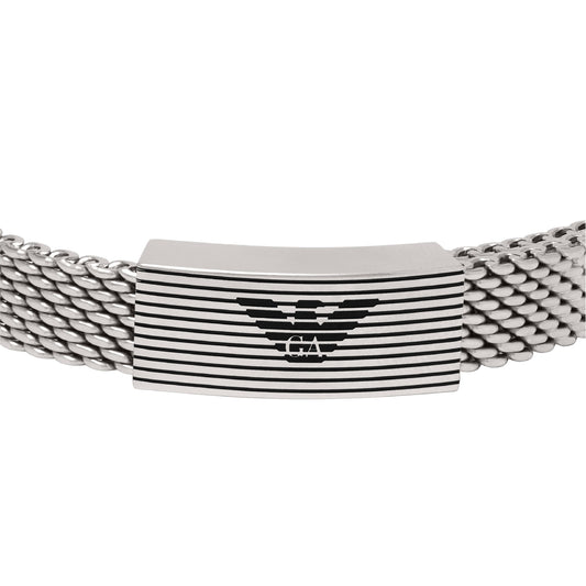 Bracciale Armani in acciaio con piastra e logo 22,5 cm