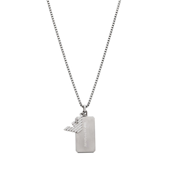 Collana da uomo del brand Armani in acciaio con targhetta MISURA UNICA