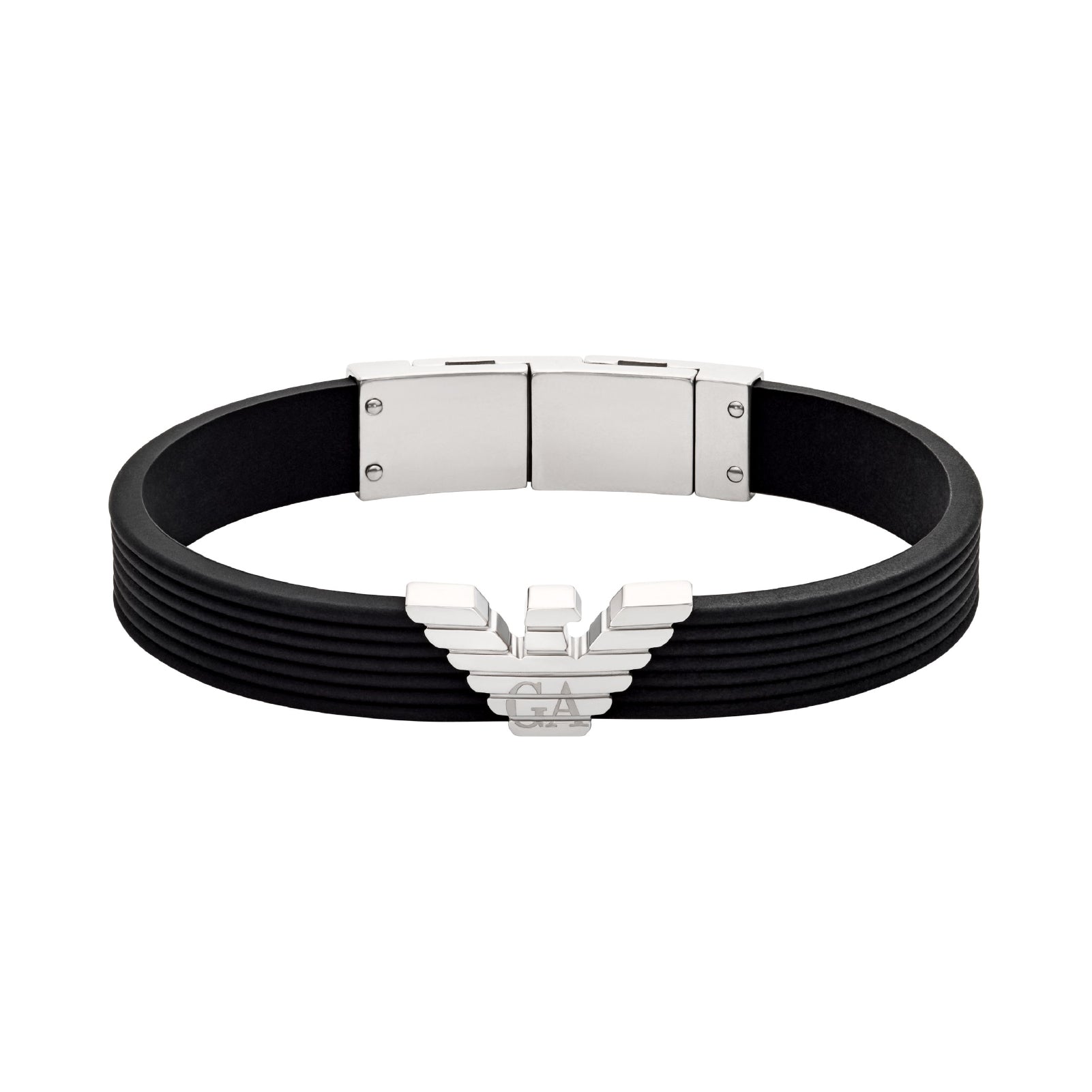 Bracciale da uomo del brand Armani in acciaio e silicone Regolabile 18-19,5 cm