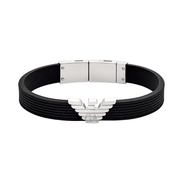 Bracciale da uomo del brand Armani in acciaio e silicone Regolabile 18-19,5 cm