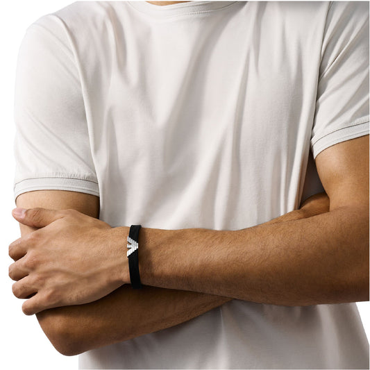 Bracciale da uomo del brand Armani in acciaio e silicone Regolabile 18-19,5 cm