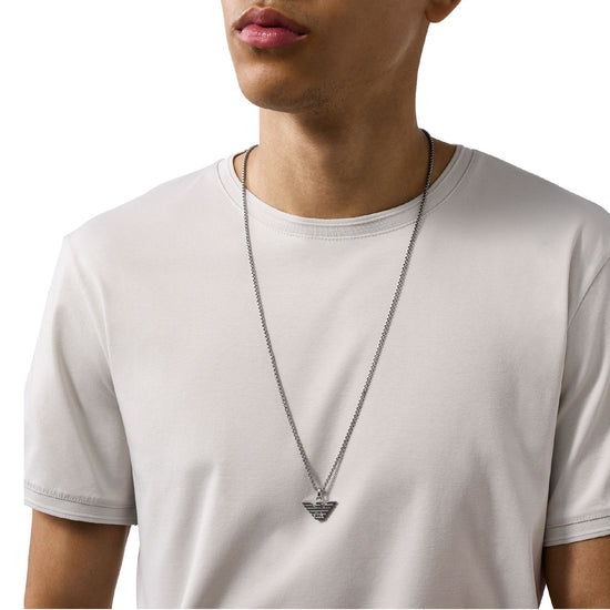 Collana da uomo del brand Armani in acciaio con logo MISURA UNICA
