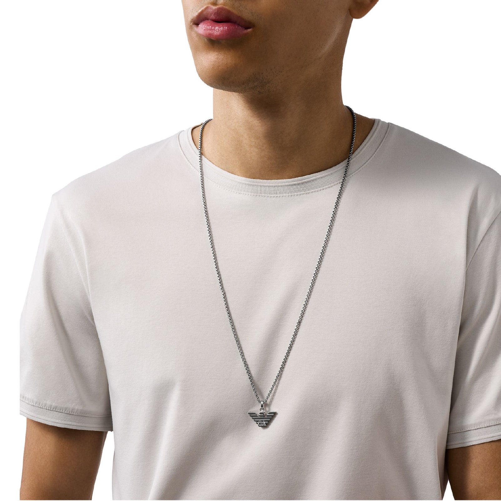 Collana da uomo del brand Armani in acciaio con logo MISURA UNICA