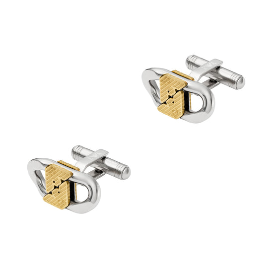 Gemelli uomo Armani in acciaio bicolor con logo MISURA UNICA
