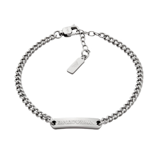 Bracciale catena Armani in acciaio con piastrina Regolabile 18,5-21,5 cm
