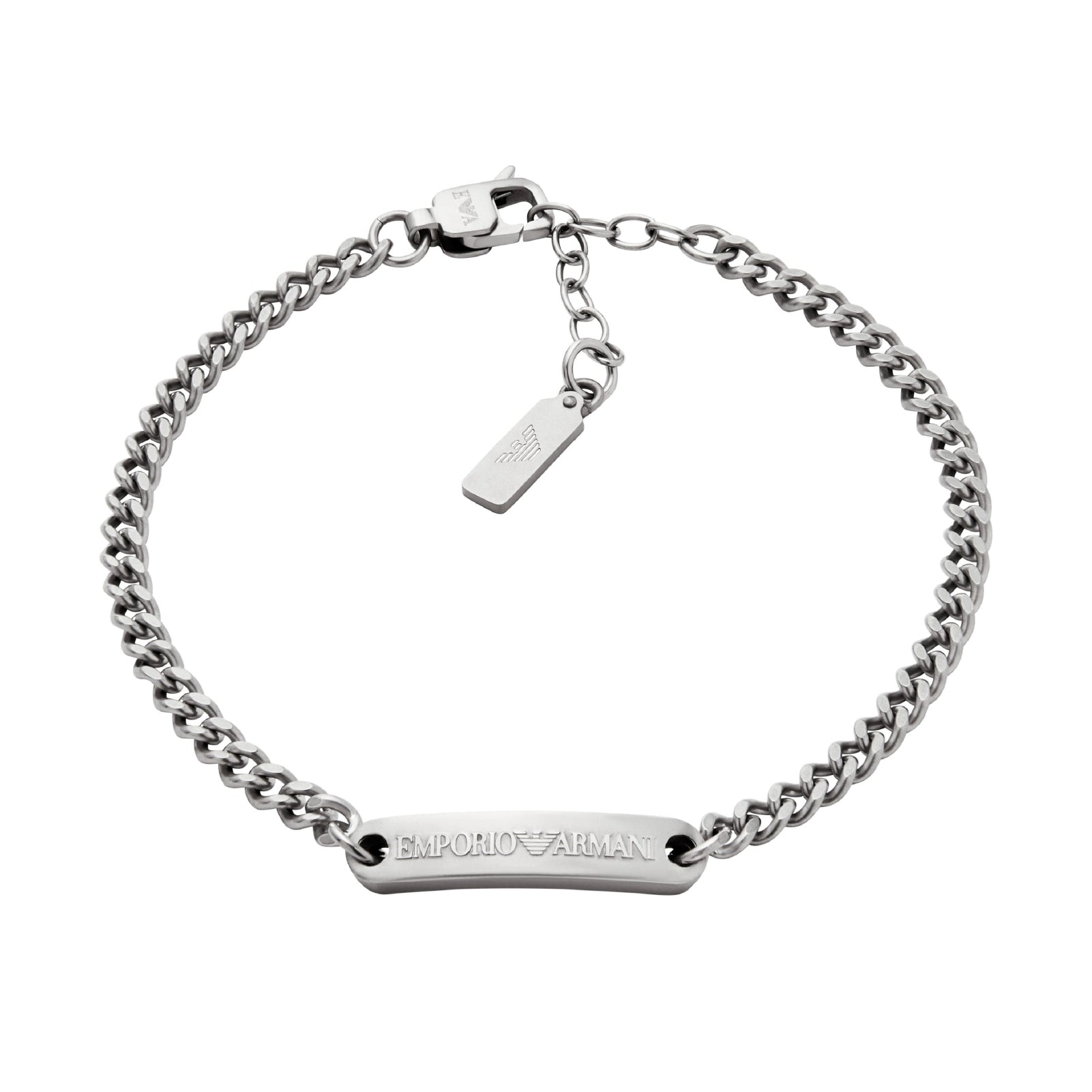 Bracciale catena Armani in acciaio con piastrina Regolabile 18,5-21,5 cm