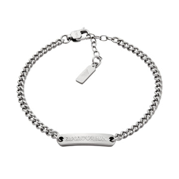 Bracciale catena Armani in acciaio con piastrina Regolabile 18,5-21,5 cm