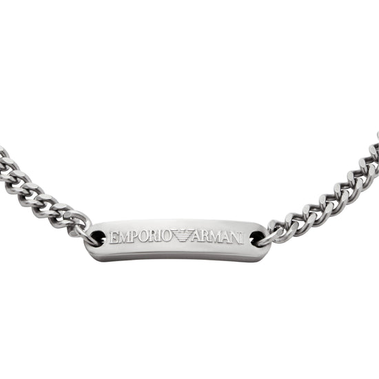 Bracciale catena Armani in acciaio con piastrina Regolabile 18,5-21,5 cm