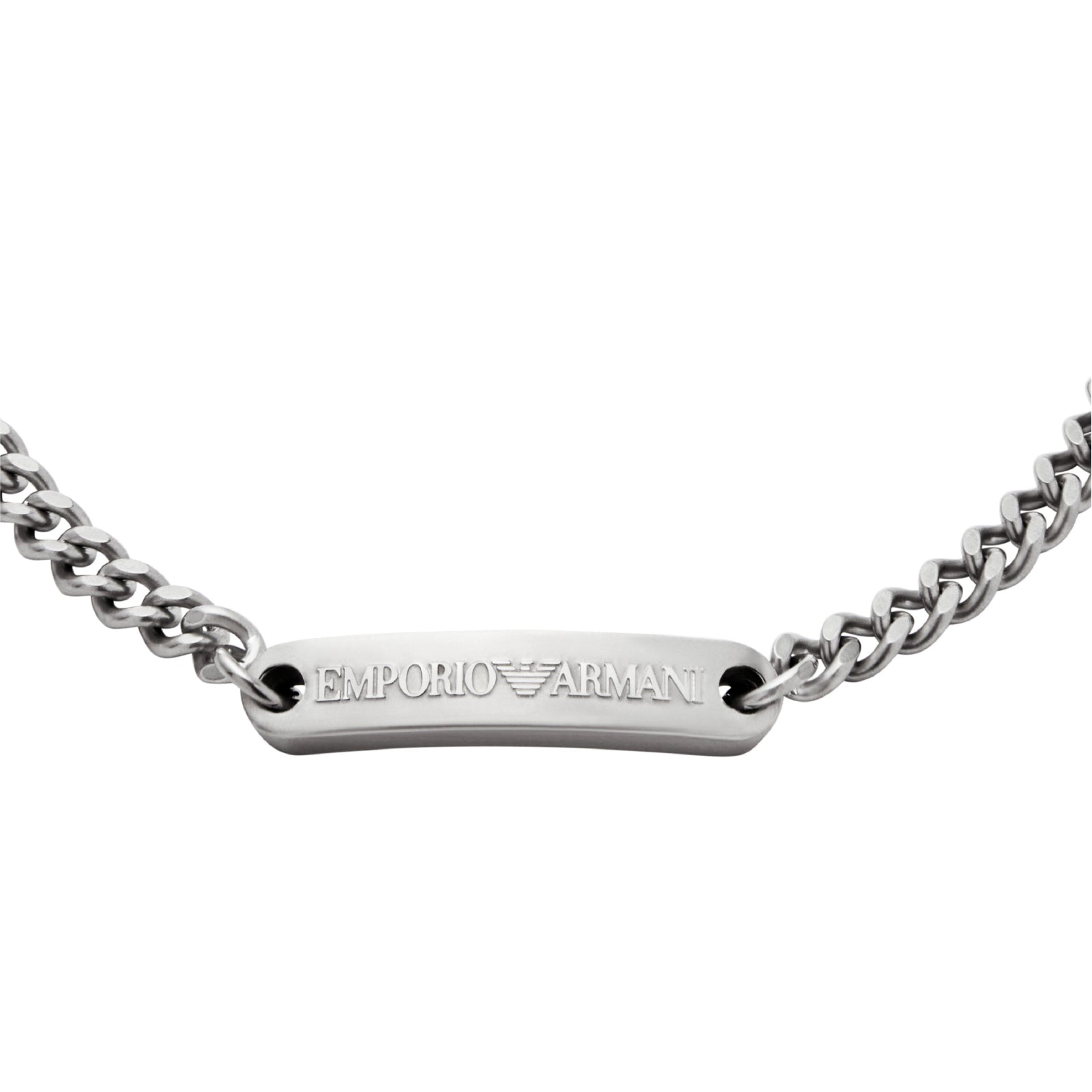 Bracciale catena Armani in acciaio con piastrina Regolabile 18,5-21,5 cm