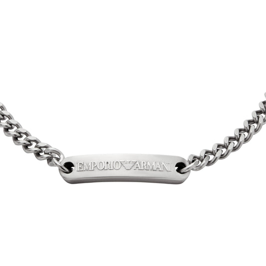 Bracciale catena Armani in acciaio con piastrina Regolabile 18,5-21,5 cm