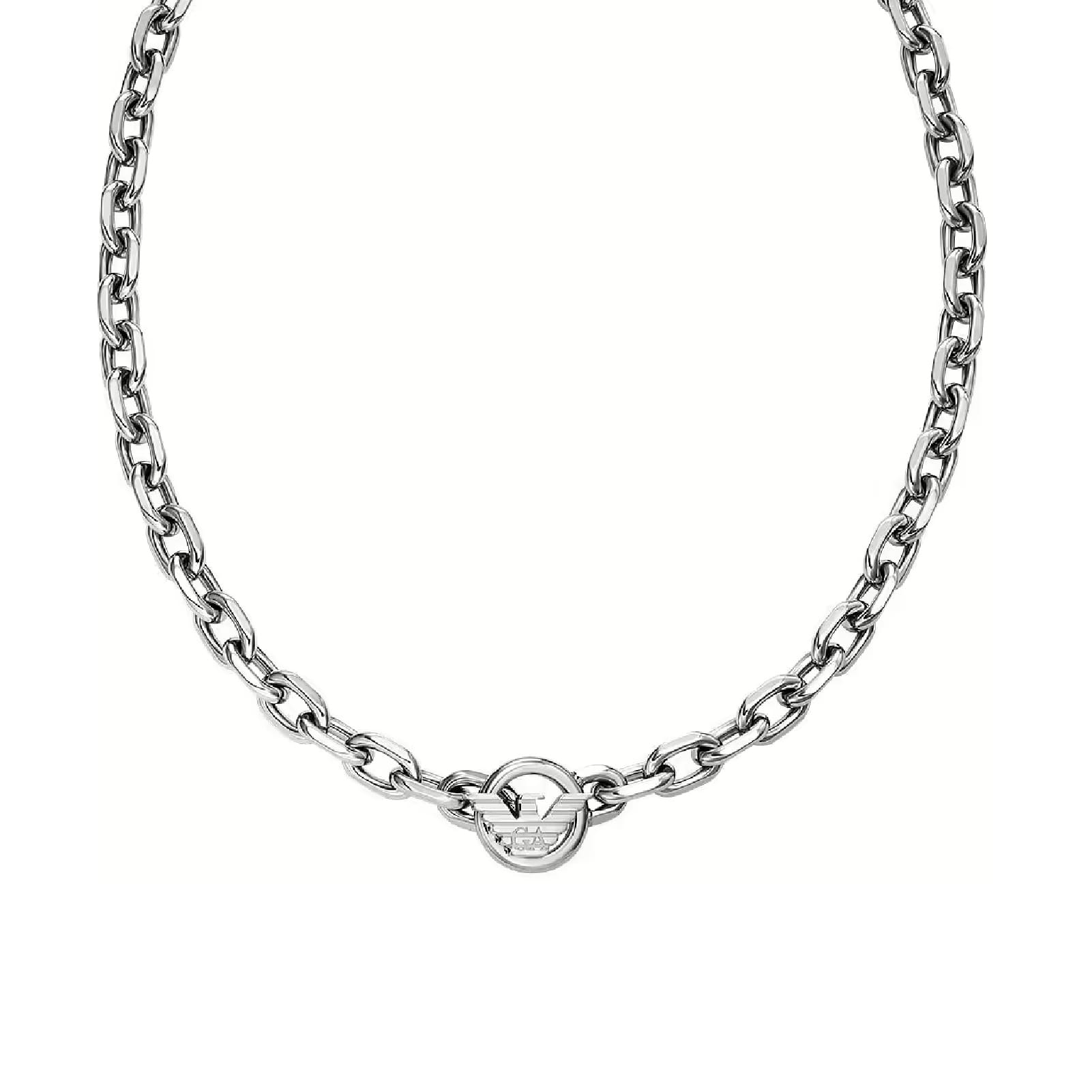 Collana catena Armani acciaio con pendente eagle logo uomo MISURA UNICA