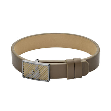 Bracciale da uomo Armani in pelle beige con logo
