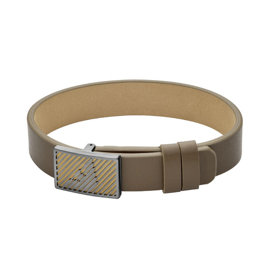 Bracciale da uomo Armani in pelle beige con logo