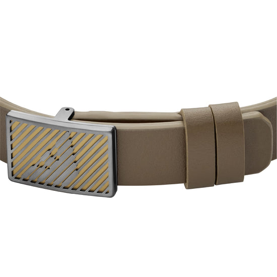 Bracciale da uomo Armani in pelle beige con logo REGOLABILE