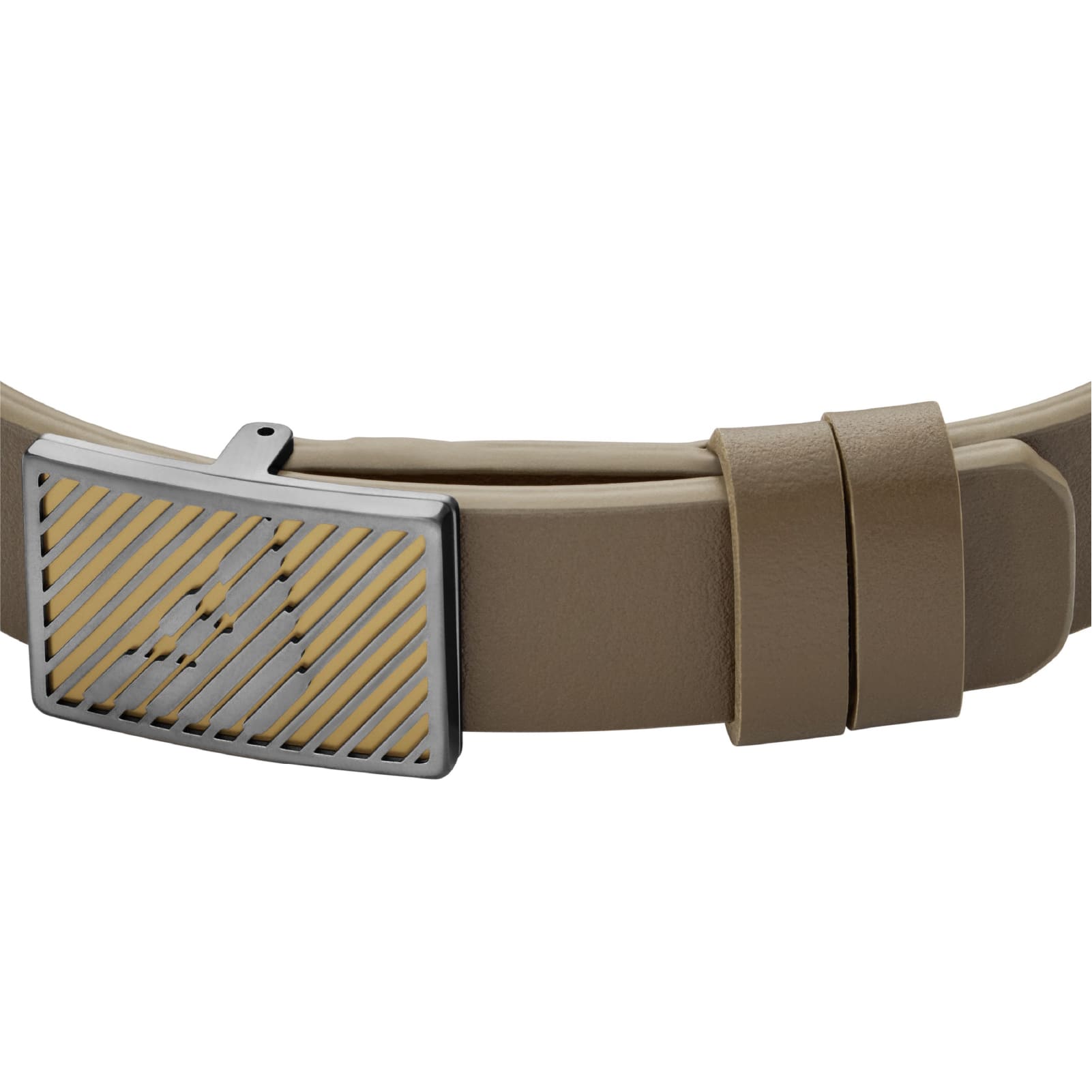 Bracciale da uomo Armani in pelle beige con logo REGOLABILE