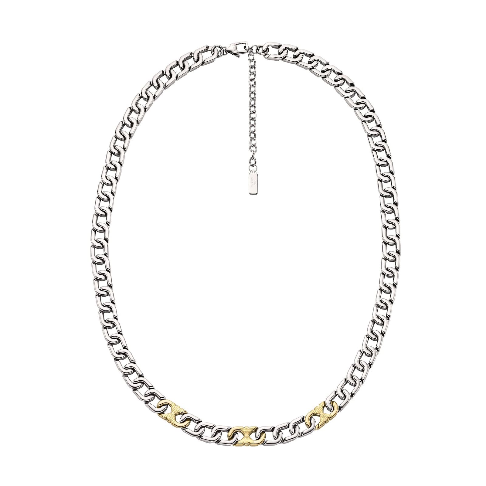 Collana catena Armani acciaio con finitura bicolore oro uomo