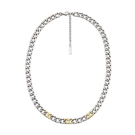 Collana catena Armani acciaio con finitura bicolore oro uomo