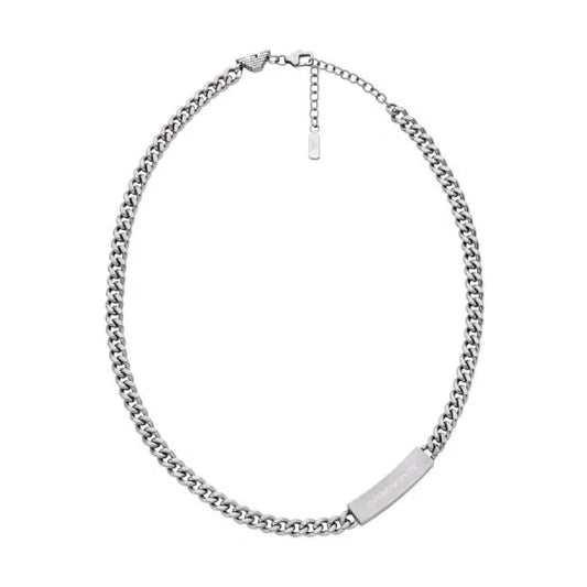 Collana catena Armani acciaio argento con targhetta uomo MISURA UNICA
