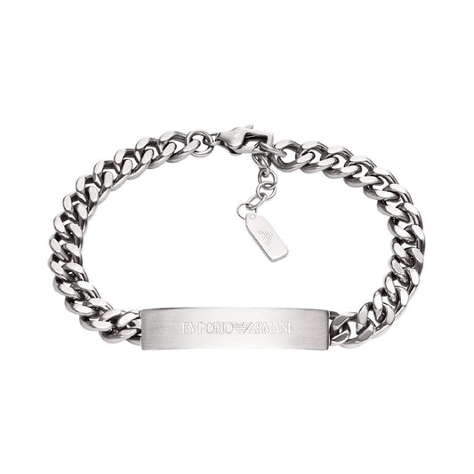 Bracciale catena Armani acciaio con targhetta spessa uomo 20,5 cm