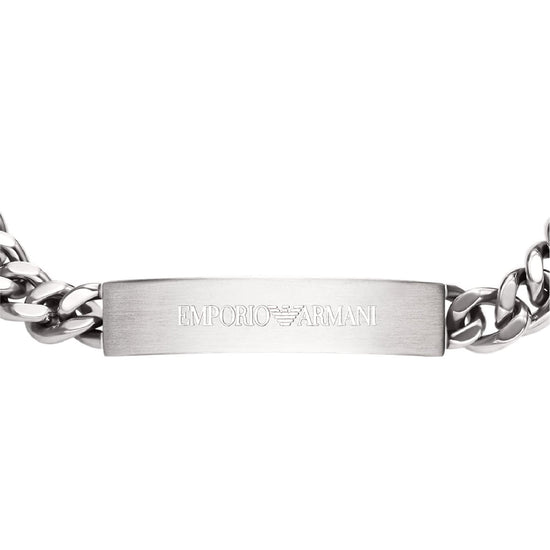 Bracciale catena Armani acciaio con targhetta spessa uomo 20,5 cm