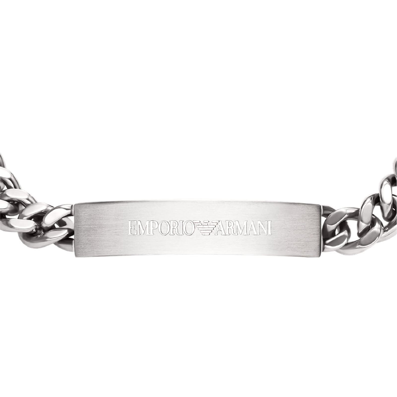 Bracciale catena Armani acciaio con targhetta spessa uomo 20,5 cm