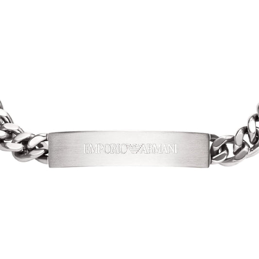 Bracciale catena Armani acciaio con targhetta spessa uomo 20,5 cm