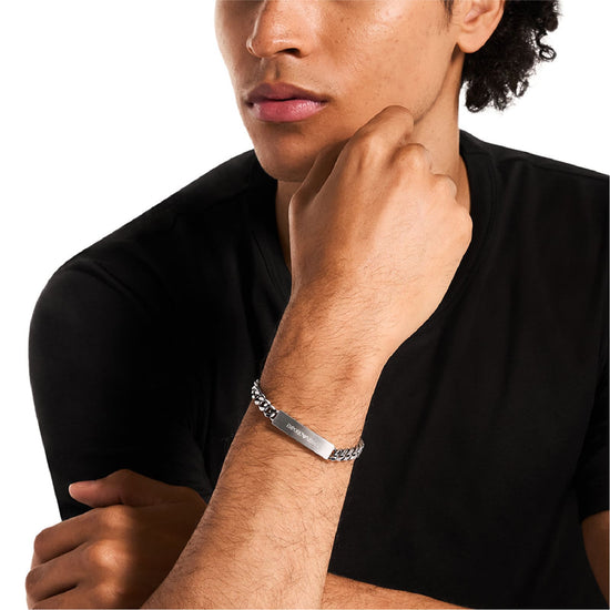 Bracciale catena Armani acciaio con targhetta spessa uomo 20,5 cm