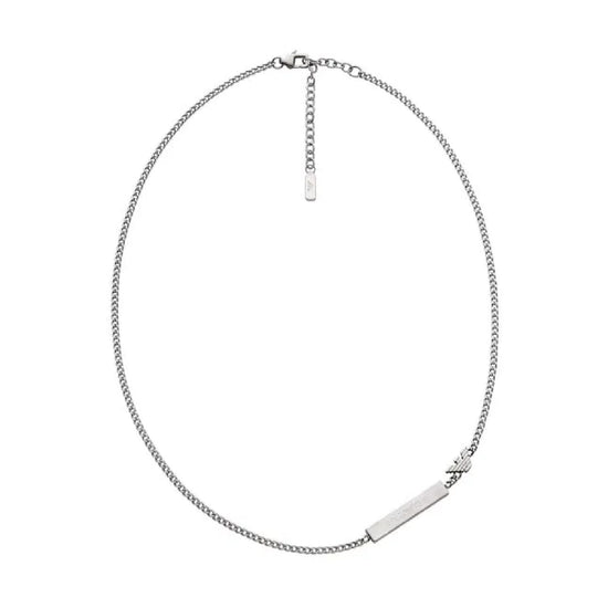 Collana Armani acciaio catena sottile con targhetta uomo MISURA UNICA