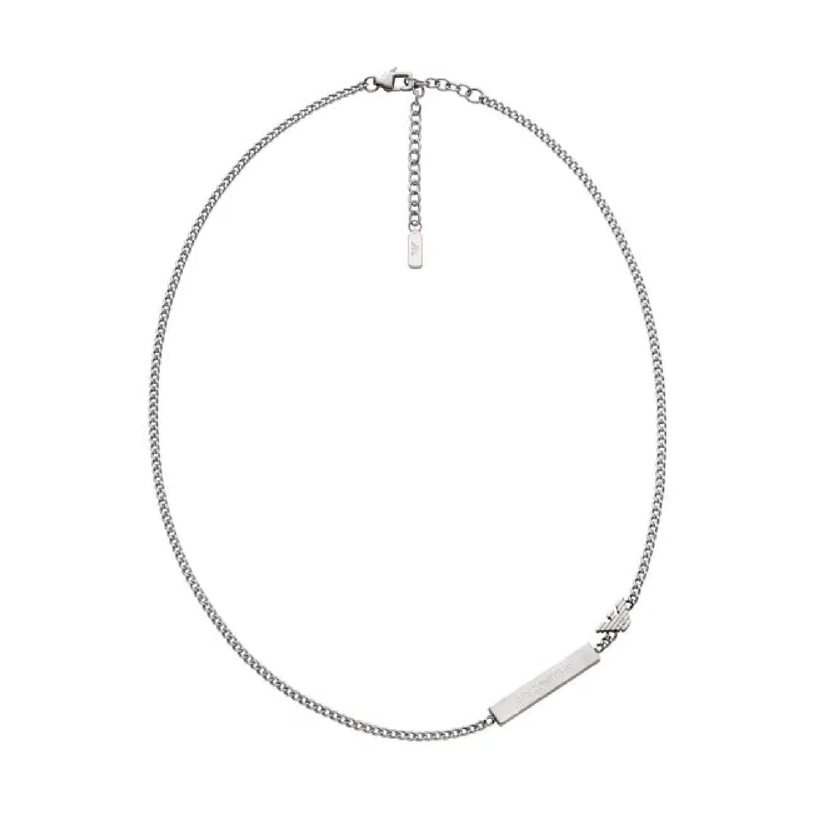 Collana Armani acciaio catena sottile con targhetta uomo MISURA UNICA
