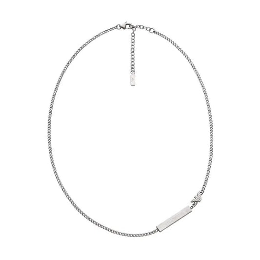 Collana Armani acciaio catena sottile con targhetta uomo MISURA UNICA