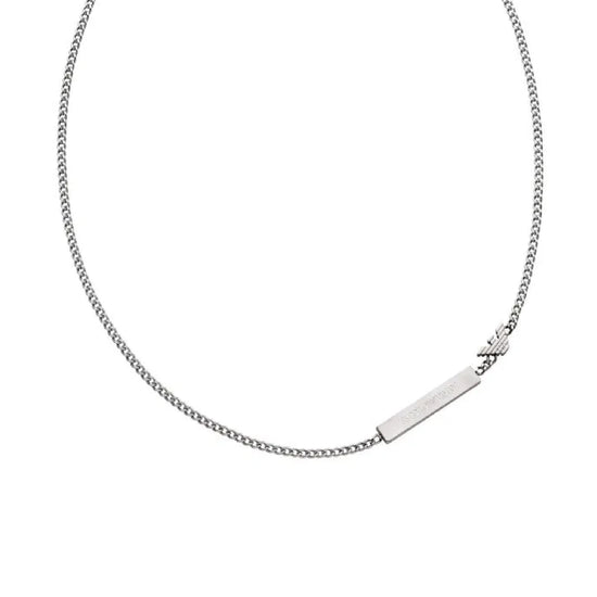 Collana Armani acciaio catena sottile con targhetta uomo MISURA UNICA