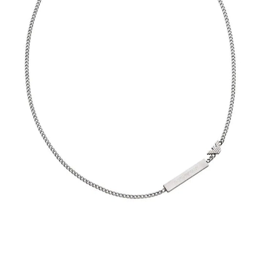 Collana Armani acciaio catena sottile con targhetta uomo MISURA UNICA