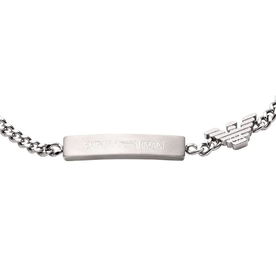 Bracciale catena Armani acciaio targhetta eagle logo uomo 21,5 cm