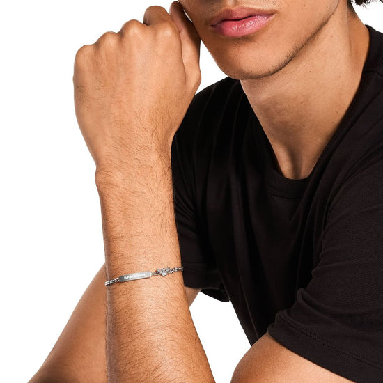 Bracciale catena Armani acciaio targhetta eagle logo uomo 21,5 cm