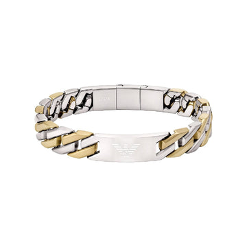 Bracciale rigido Armani acciaio pvd oro con catena uomo 21,5 cm