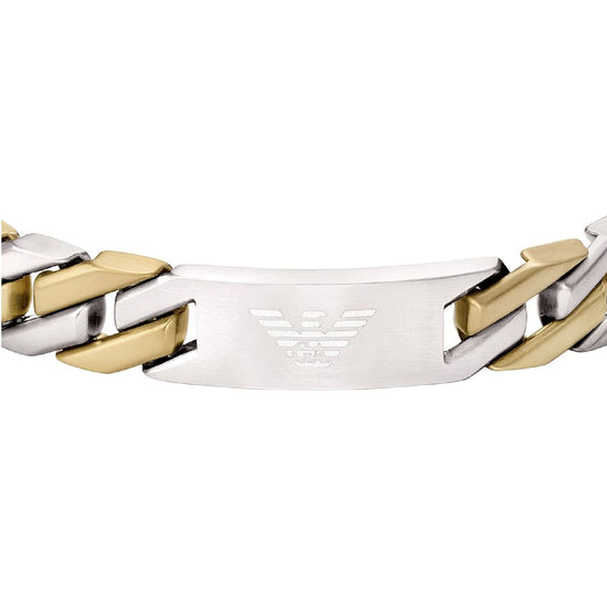 Bracciale rigido Armani acciaio pvd oro con catena uomo 21,5 cm