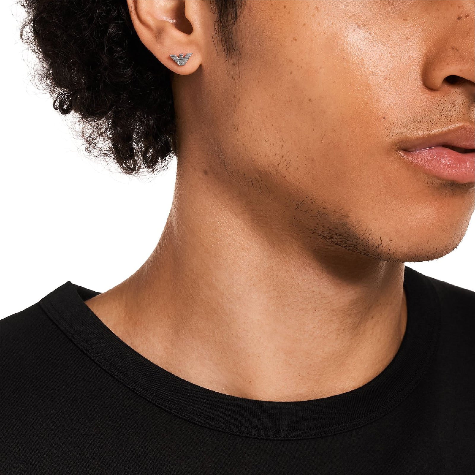 Orecchini a lobo Armani acciaio con eagle logo mini uomo MISURA UNICA