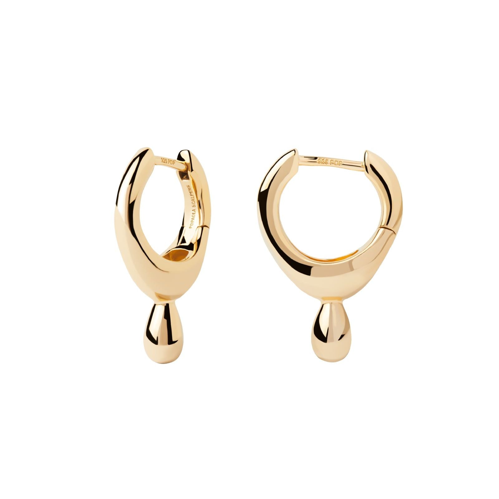 Orecchini a cerchio PDPAOLA Leva Hoops donna argento dorato pendente a goccia AR01-B69-U-1