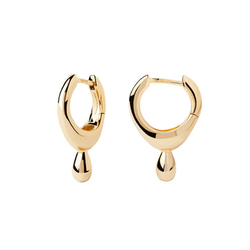 Orecchini a cerchio PDPAOLA Leva Hoops donna argento dorato pendente a goccia AR01-B69-U-1