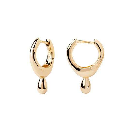 Orecchini a cerchio PDPAOLA Leva Hoops donna argento dorato pendente a goccia AR01-B69-U-1