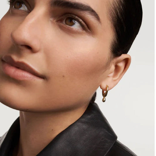 Orecchini a cerchio PDPAOLA Leva Hoops donna argento dorato pendente a goccia AR01-B69-U-2