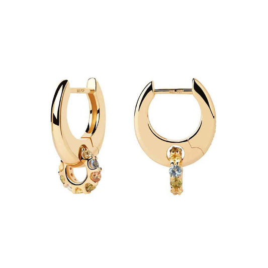 Orecchini donna PDPAOLA Essential Rainbow in argento dorato zirconi multicolor AR01-B89-U-1